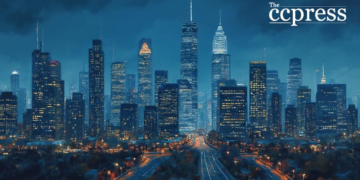 modern skyscrapers nightscape