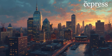 nj financial district dusk oil