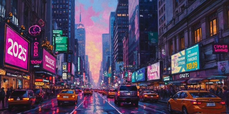 nyc financial street twilight oil