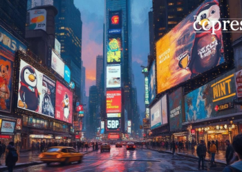 pudgy penguins cityscape art