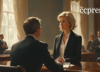 resigned woman in office painting