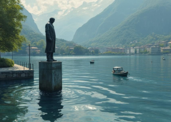 satoshi statue lake lugano art