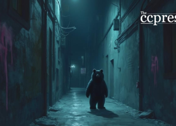 shadowy bear urban alley art