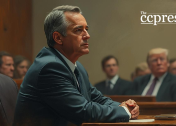 somber courtroom businessman