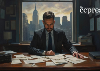 somber man fraud painting