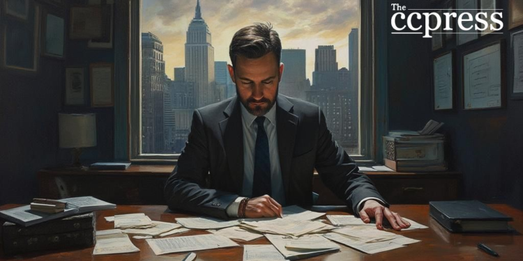 somber man fraud painting