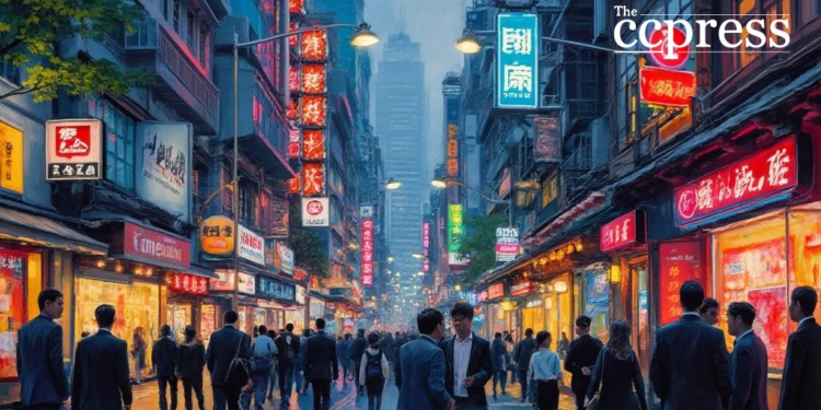 taipei streets oil painting