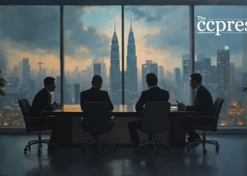 tense business meeting painting