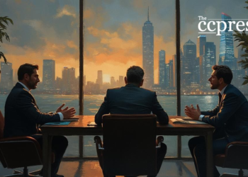 tense financial district painting