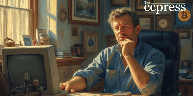 thoughtful hal finney oil painting
