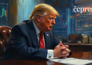 trump cnbc interview oil painting