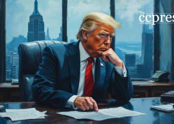trump contemplative office painting