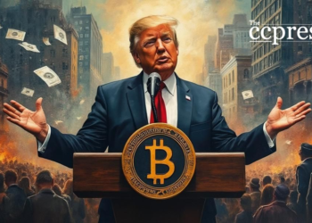 trump crypto market oil painting