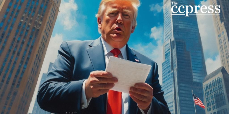 trump crypto skyscraper art