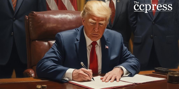 trump signing crypto order painting
