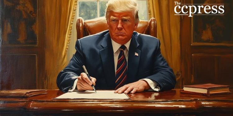 trump signing order painting