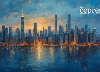 twilight city skyscrapers art