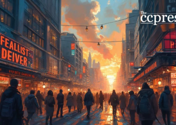 urban crypto market oil painting