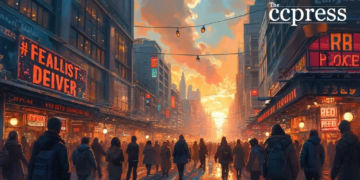 urban crypto market oil painting