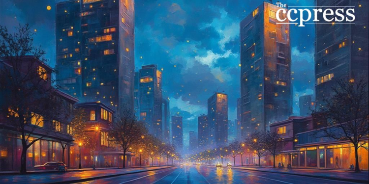urban crypto oil painting