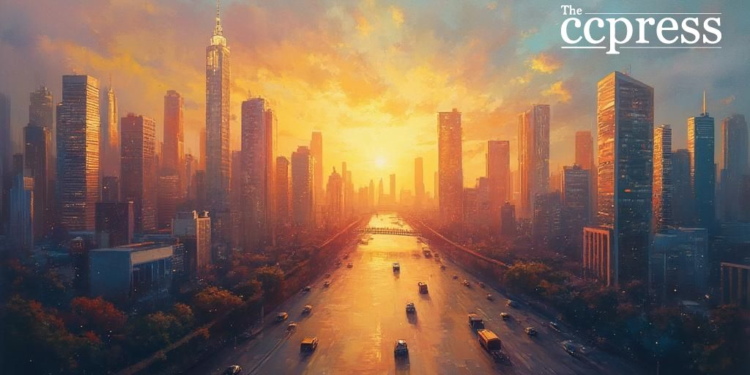 urban cryptocurrency dawn painting