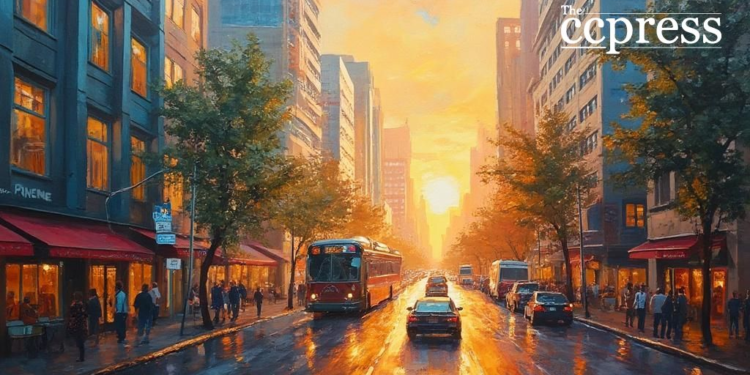 urban vibrancy oil painting