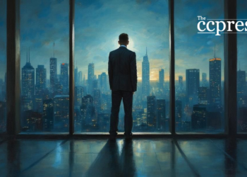 worried executive oil painting