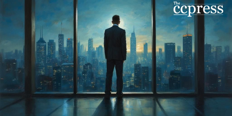 worried executive oil painting