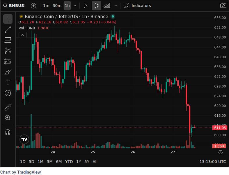 Australia Fines Binance $10M for Misclassifying Retail Users as Wholesale Clients 21 CoinGecko price chart showing BNB market data and price context