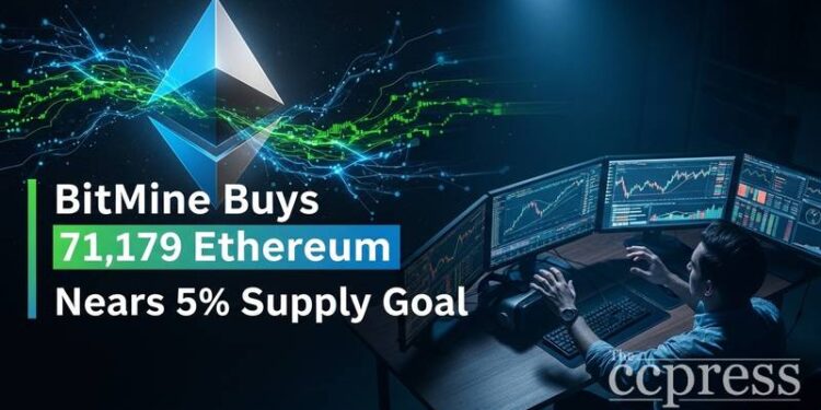 tom lee bitmine buys 71179 ethereum nears 5 percent supply goal thumbnail