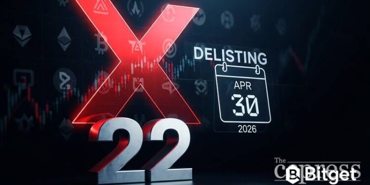 bitget delist 22 spot trading pairs april 30 2026 withdrawals july 30 thumbnail