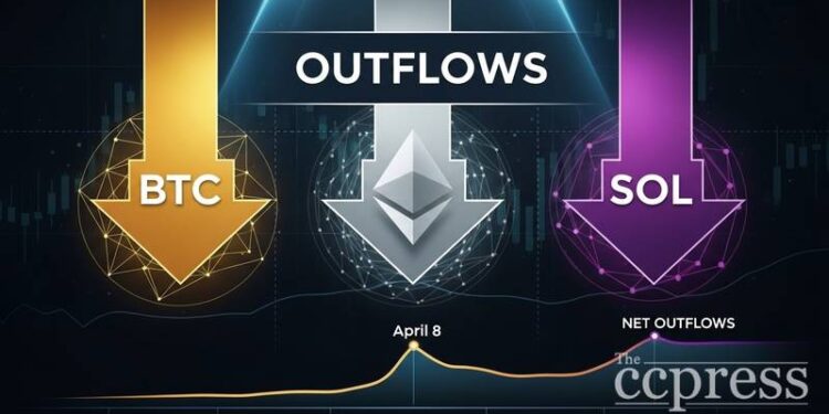 etf flows btc eth sol spot etfs net outflows april 8 thumbnail