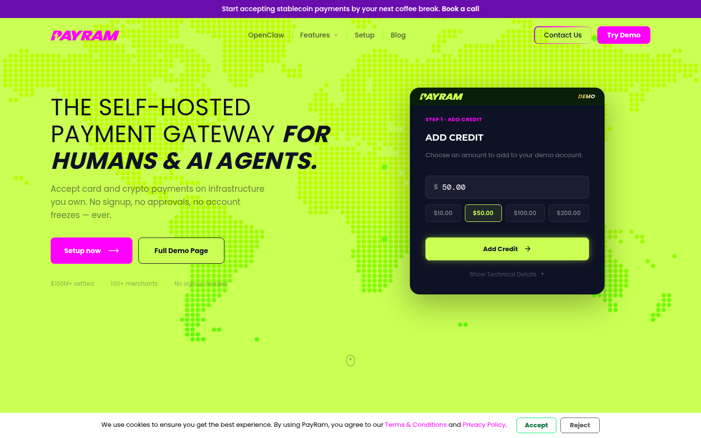 PayRam homepage screenshot